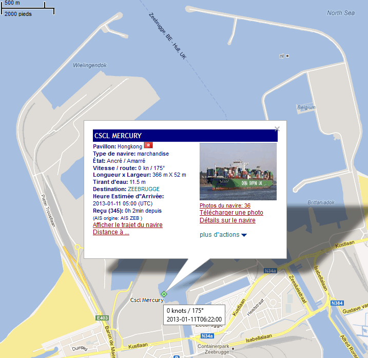 Suivi du porte-conteneurs CSCL MERCURY 11_01_18