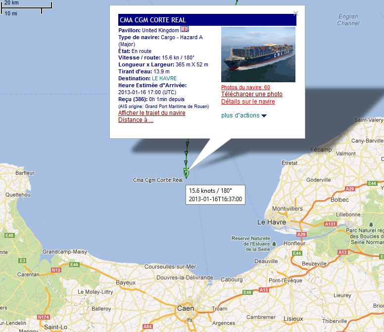 Suivi du porte-conteneurs CMA CGM CORTE REAL 16_01_12