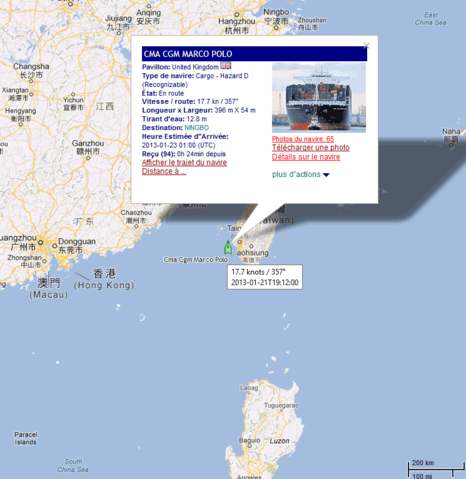 Suivi Du Porte Conteneurs Cma Cgm Marco Polo