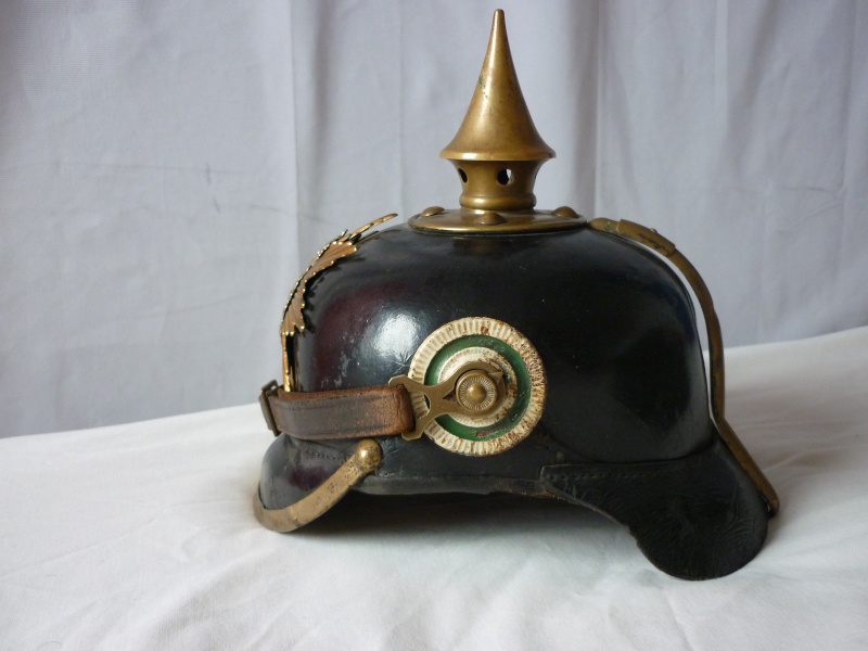 casque a pointe saxon modele 1895 complet et jus  + couvre pointu daté 1917 Photo_38