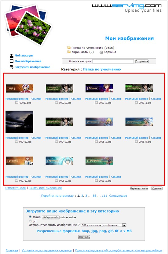 Как пользоваться хостингом изображений Servimg.com Snap0016