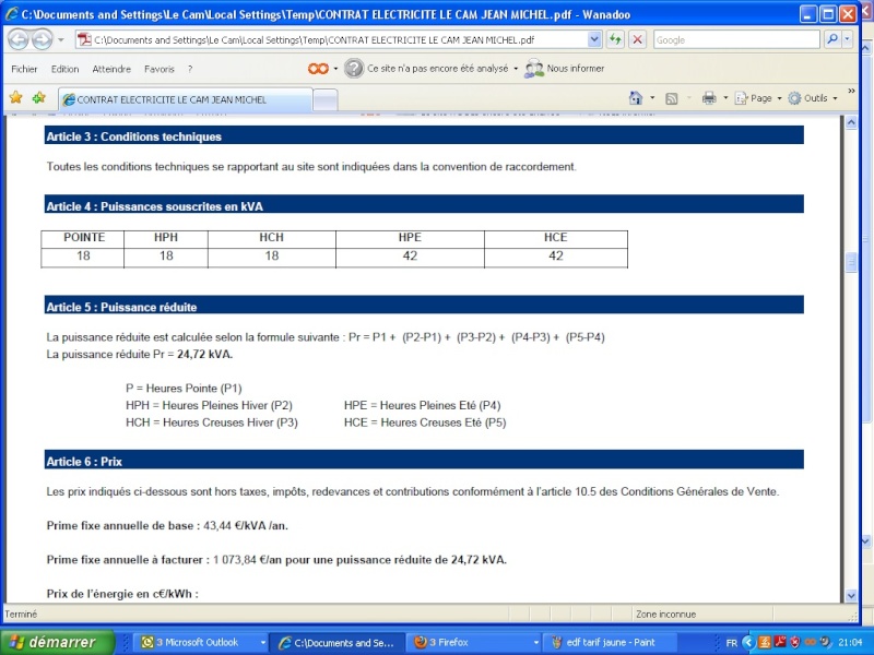 Tarif jaune EDF