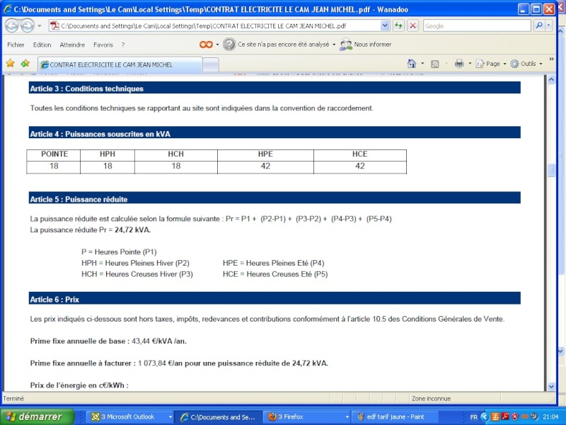 Tarif jaune EDF Edf_ta13