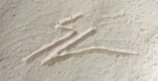 dessous de plat moderne décor géométrique turquoise signé en creux SL  à identifier Sll10
