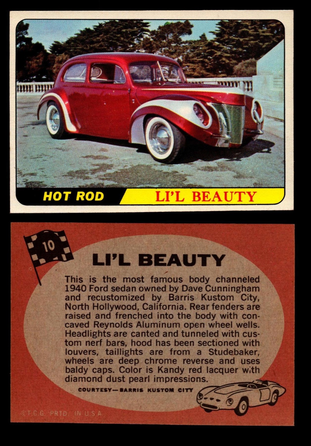 Hot Rods Topps - Vintage Trading Cards 1968 - Custom car - Dragster - Racer - Dream car - Barris Kustom City - Ed Roth Darrill Starbird, Gene Winfield, Bill Cuchenberry 10_29d10
