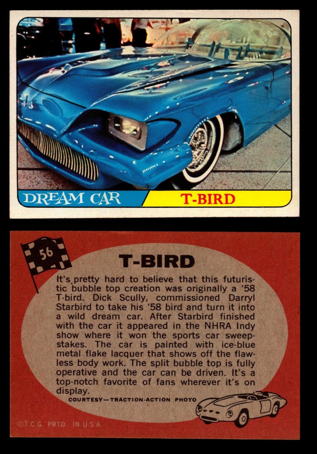 Hot Rods Topps - Vintage Trading Cards 1968 - Custom car - Dragster - Racer - Dream car - Barris Kustom City - Ed Roth Darrill Starbird, Gene Winfield, Bill Cuchenberry 56_d0411
