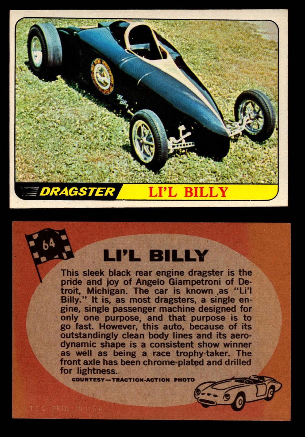 Hot Rods Topps - Vintage Trading Cards 1968 - Custom car - Dragster - Racer - Dream car - Barris Kustom City - Ed Roth Darrill Starbird, Gene Winfield, Bill Cuchenberry - Page 3 64_c1b10