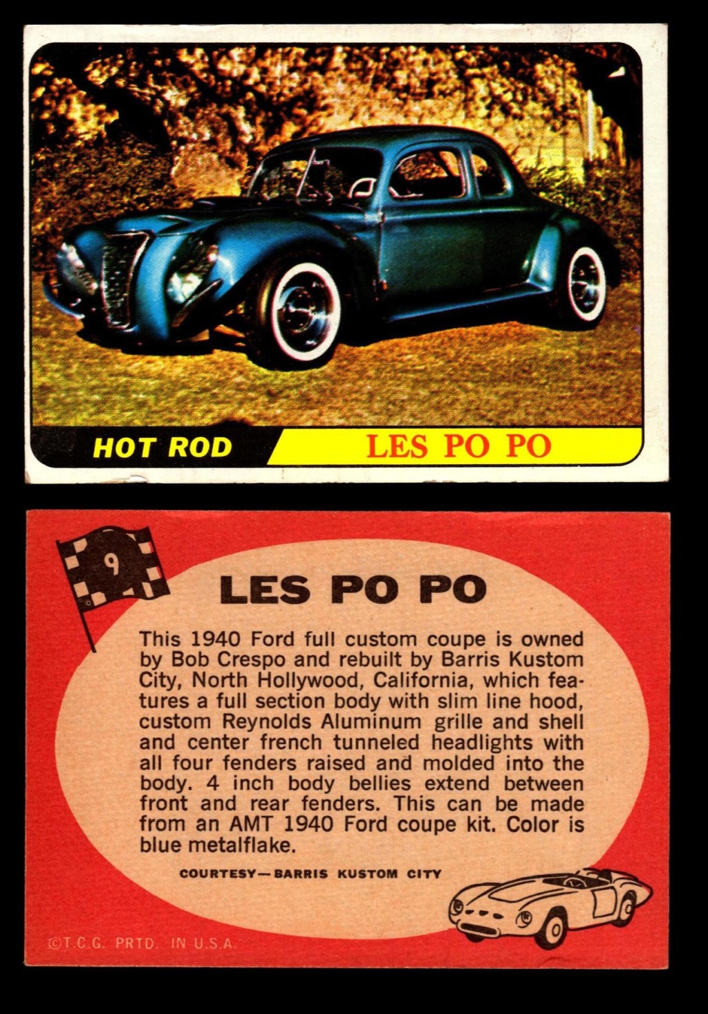 Hot Rods Topps - Vintage Trading Cards 1968 - Custom car - Dragster - Racer - Dream car - Barris Kustom City - Ed Roth Darrill Starbird, Gene Winfield, Bill Cuchenberry 9_13ef10