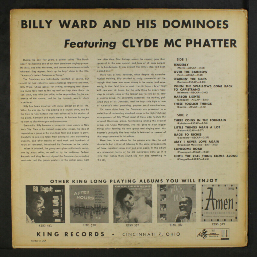 BILLY WARD & DOMINOES: Featuring Clyde Mcphatter LP - Federal records Billy_11