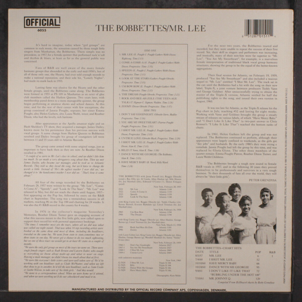 BOBBETTES: Mr. Lee LP - Official records Bobbet11