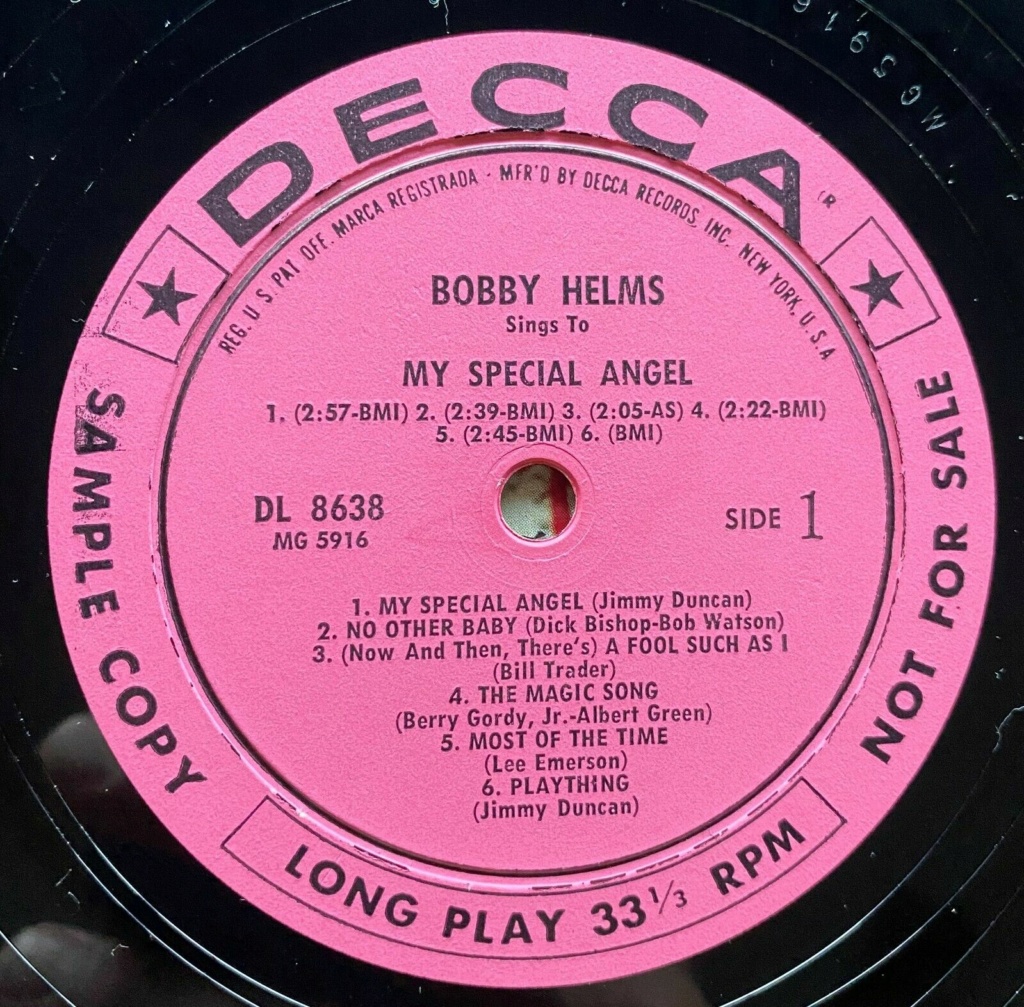 BOBBY HELMS - LP MY SPECIAL ANGEL - DECCA records Bobby_15