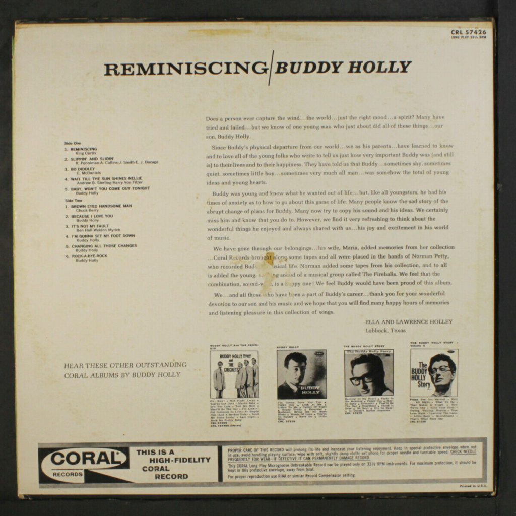 BUDDY HOLLY: Reminiscing LP - Coral Records Buddy_12