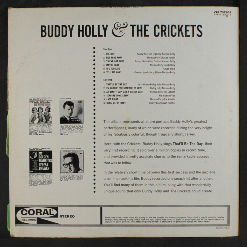 Buddy Holly: Holly and The Crickets LP - Coral records Buddy_22
