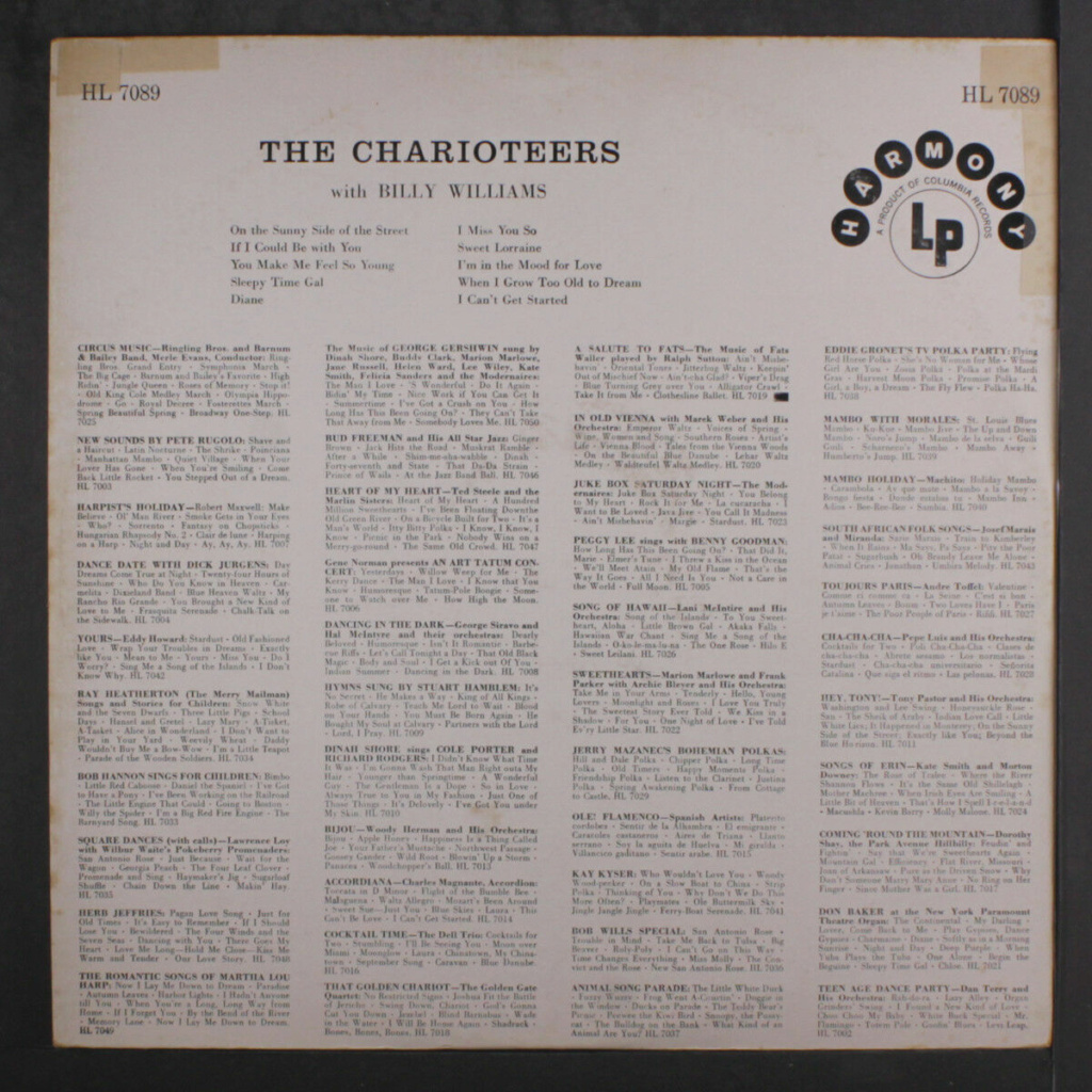CHARIOTEERS: With Billy Williams LP - Harmony records Chario11