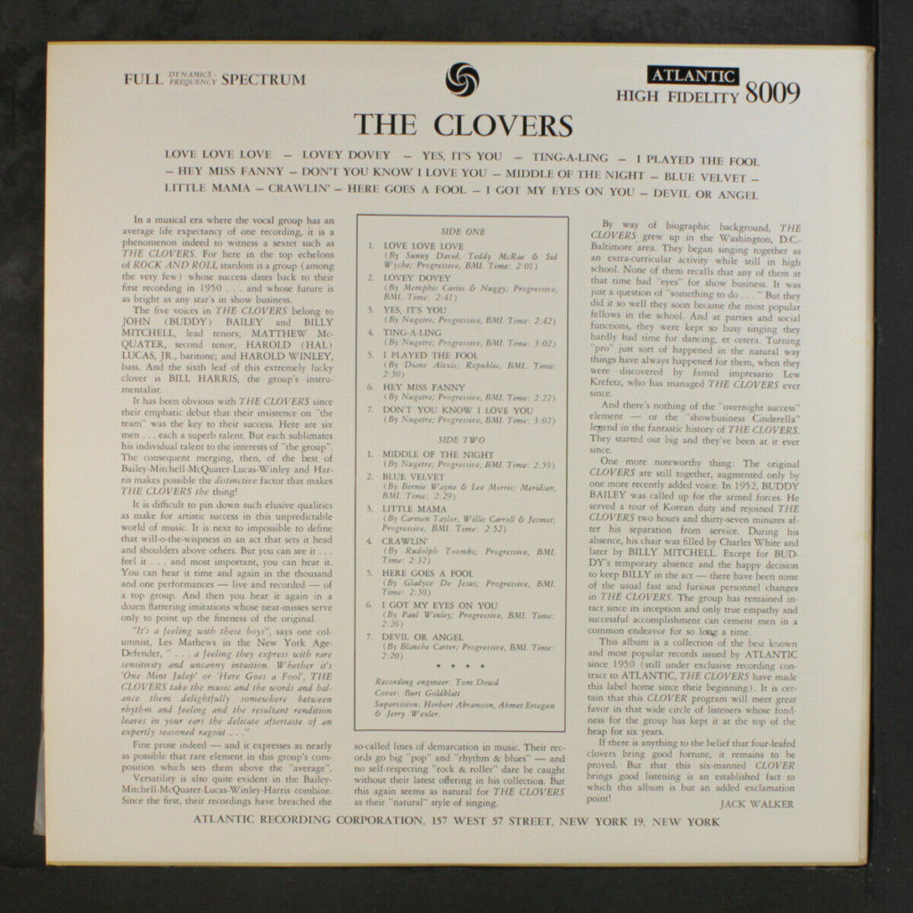 Clovers: The Clovers LP - Atlantic records Clover11