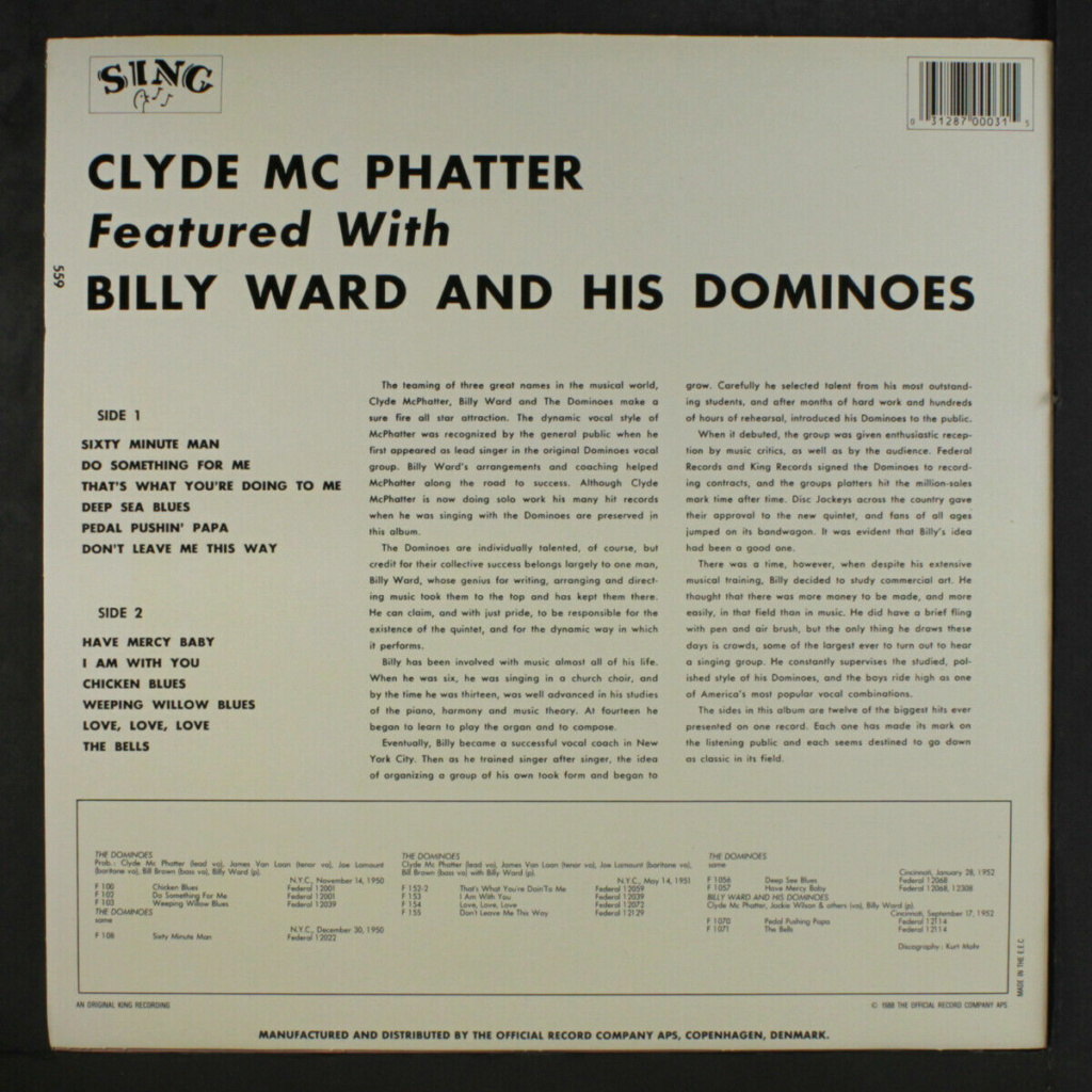 CLYDE MCPHATTER W/ BILLY WARD & DOMINOES: Same LP  - Sing / King records Clyde_11