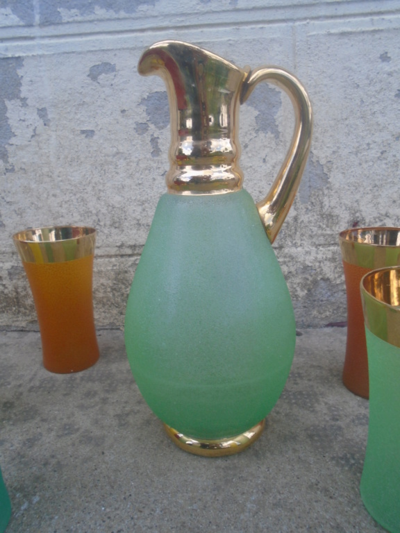 Verres, carafe et services à orangeade ou à liqueurs - 1950's 1960's glass Dsc07211