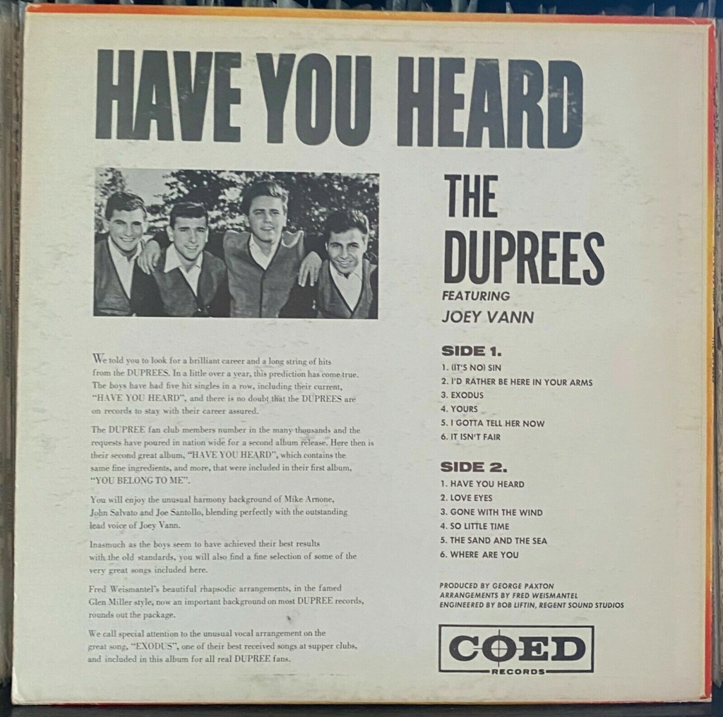 Duprees - LP Have you heard - Coed records Dupree14