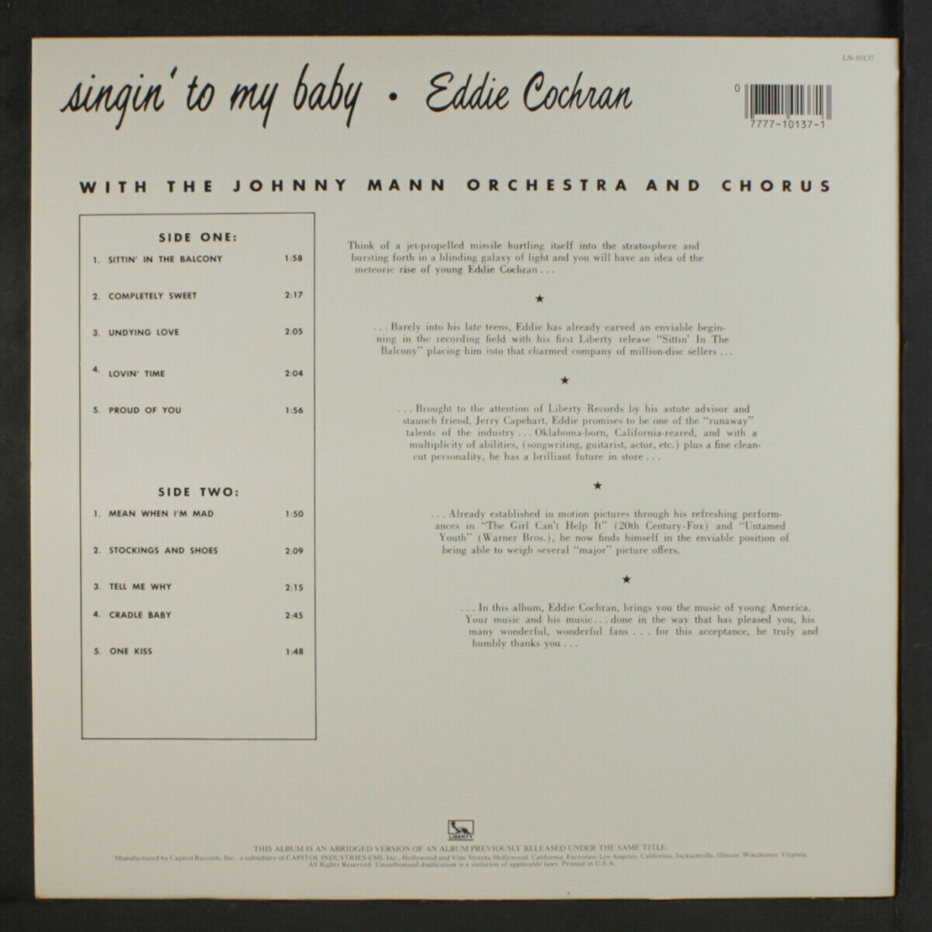EDDIE COCHRAN: Singin' To My Baby LP - Liberty records Eddie_14