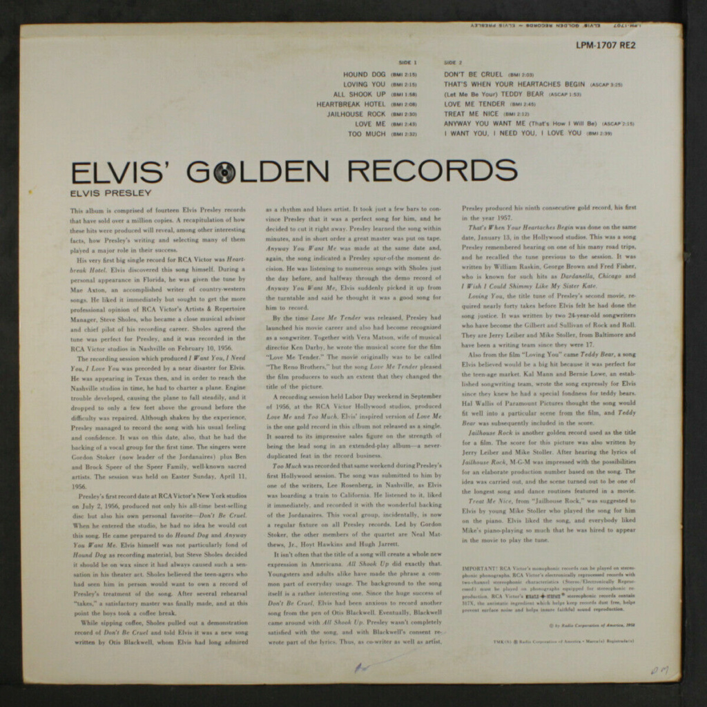 Elvis Presley - Elvis Golden Records - RCA Victor - LPM 1707 Epg210