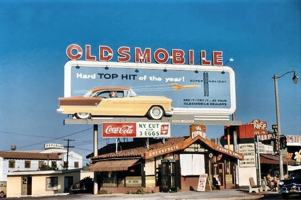 1950s 1960s billboards - panneaux publicitaires en reliè des bord de route aux usa Fc143110