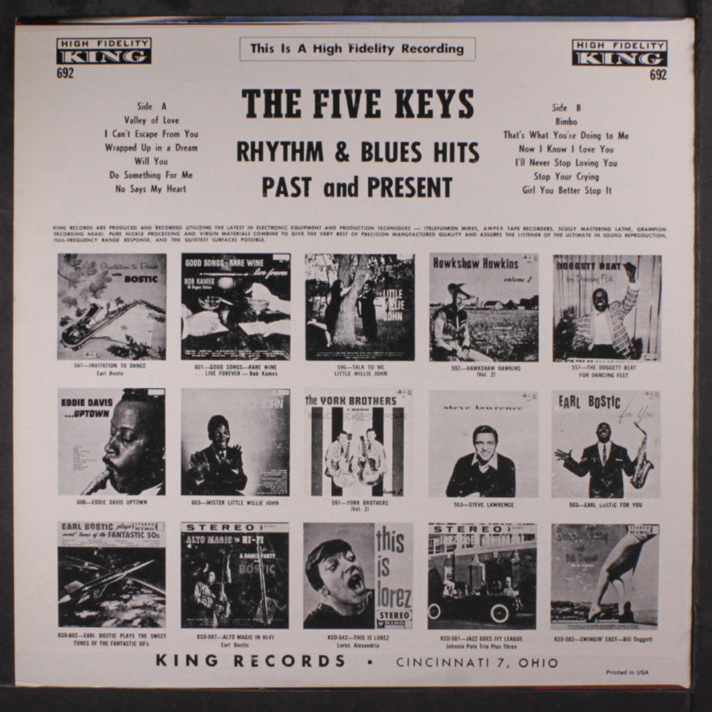 FIVE KEYS: Rhythm And Blues Hits - Past and Present LP - King records Five_k11