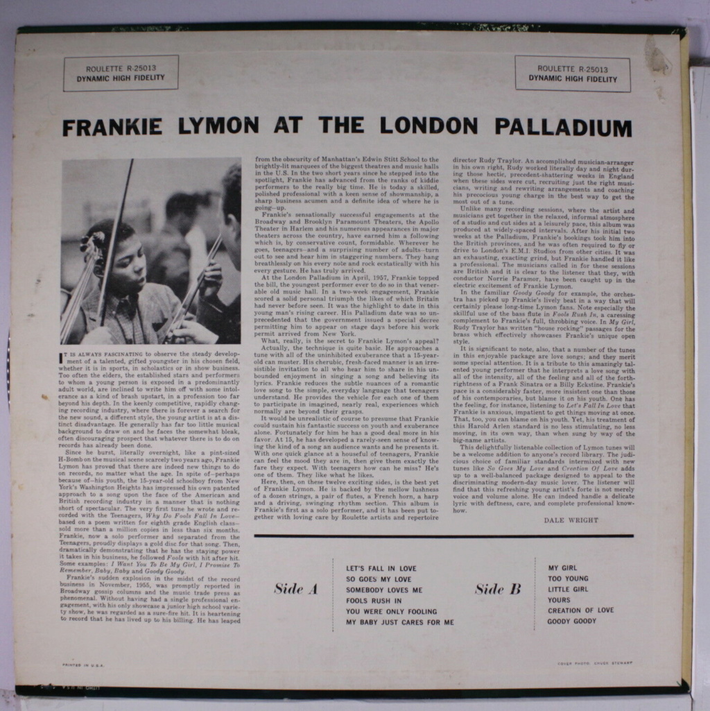 Frankie Lymon : At The London Palladium LP - Roulette records Franki13