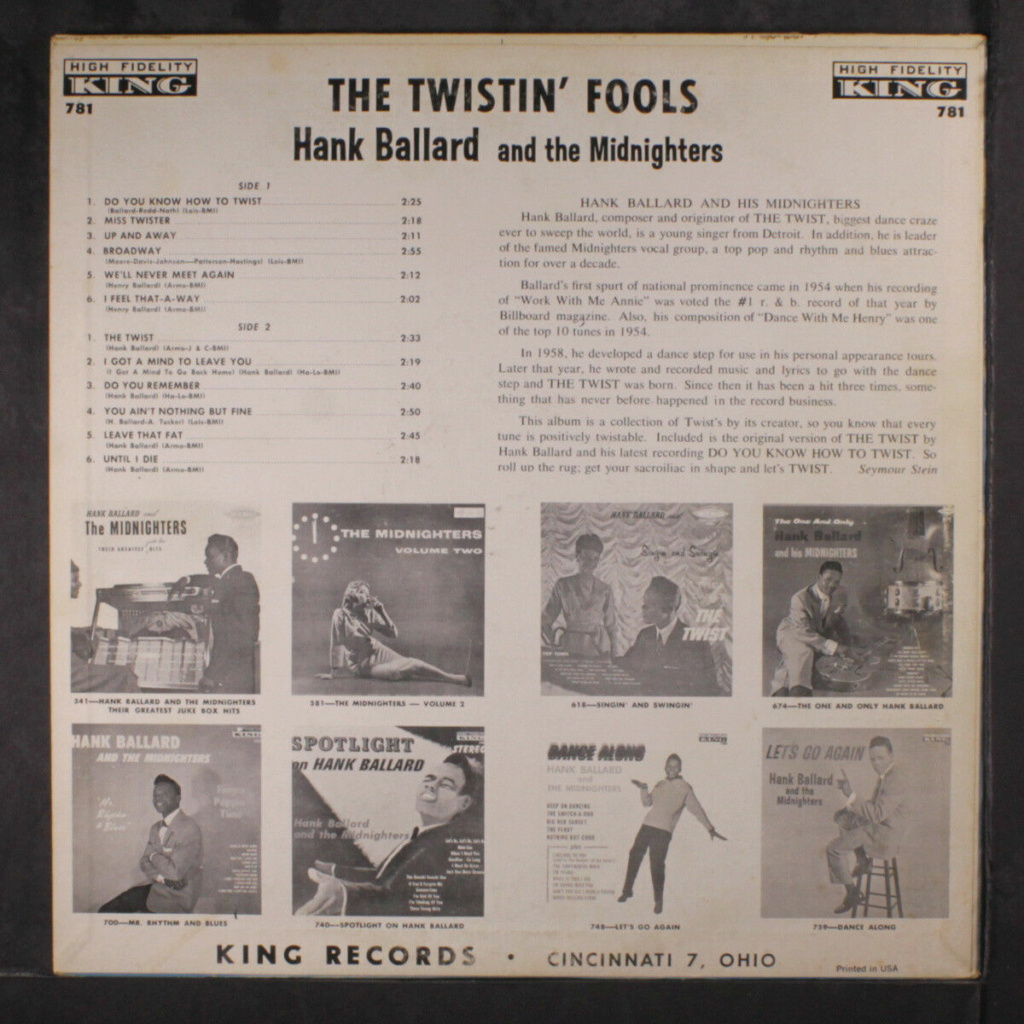 HANK BALLARD & MIDNIGHTERS: The Twistin' Fools LP - King records Hank_b24