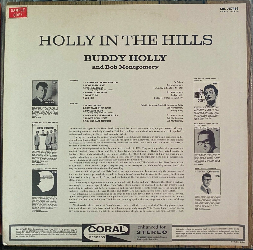 Buddy Holly - LP in the Hills - Coral records Hollyh11