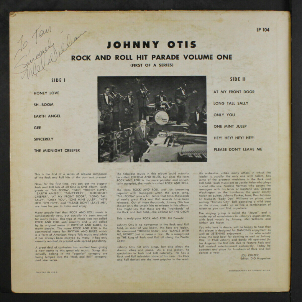 Johnny Otis - Rock 'n' roll hit Parade Volume 1 - Dig Records Johnny22
