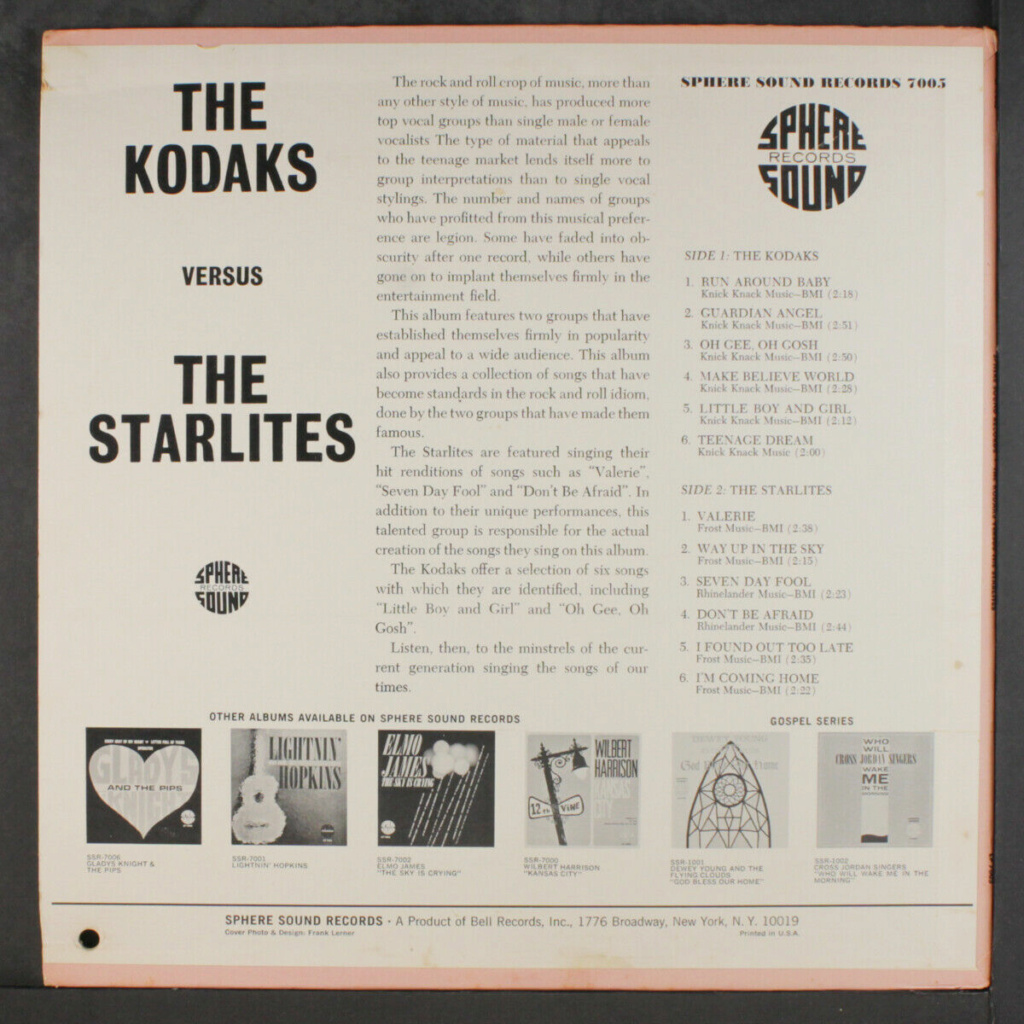 Kodaks/Starlites : Kodaks Versus Starlites LP - Sphere Sound Records Kodaks11