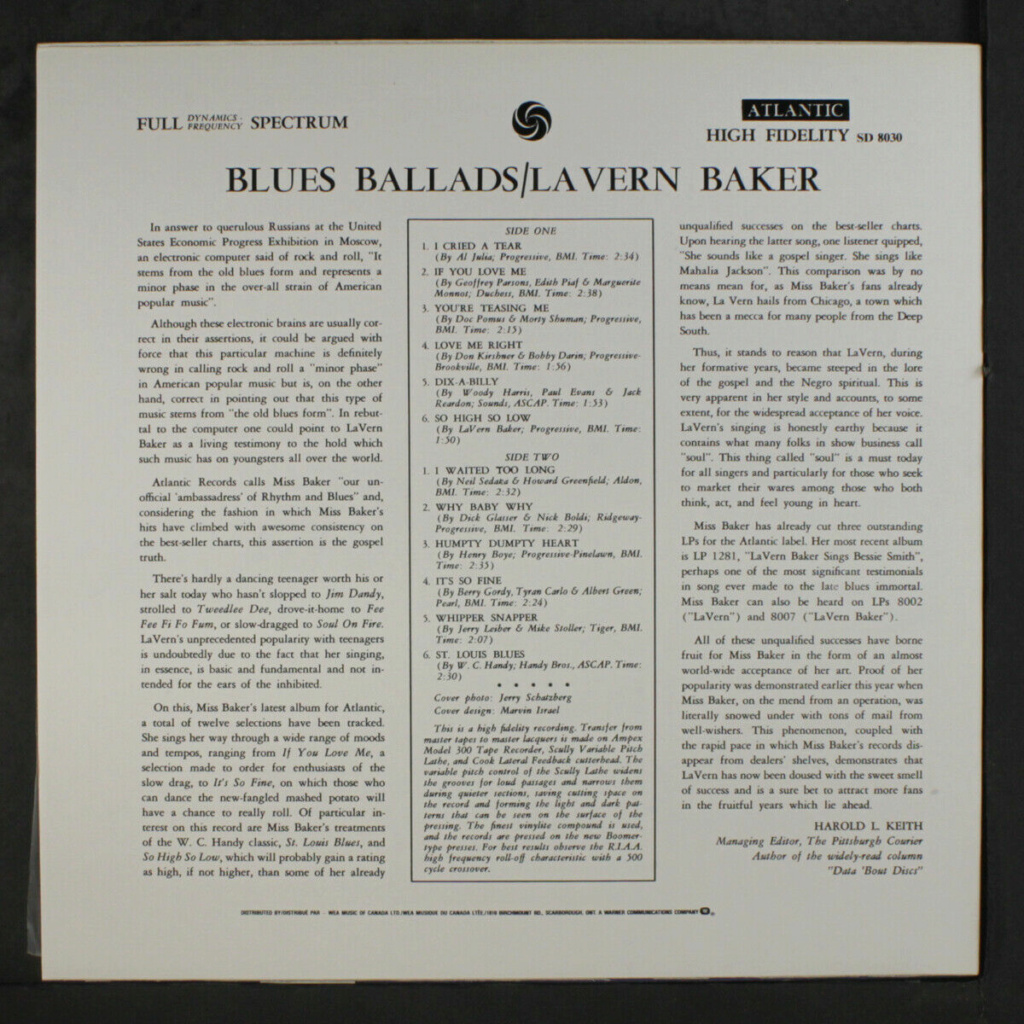 Lavern Baker - Blues Ballads - Atlantic records Lavern12