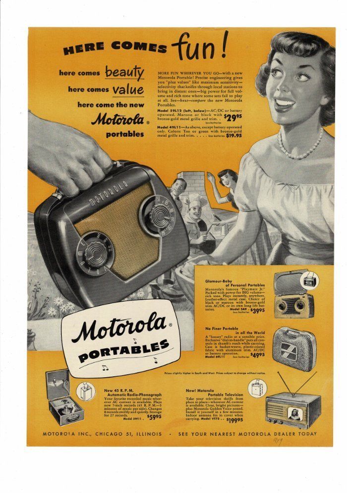 Motorola Radio & Television vintage ads - publicités années 50 Motorola Motoro12