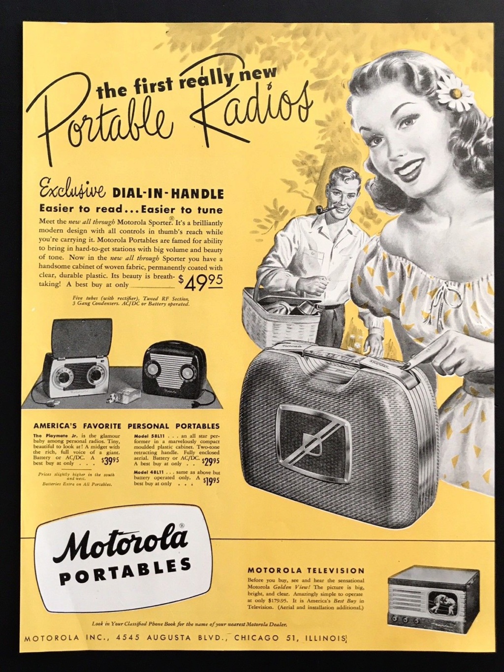 Motorola Radio & Television vintage ads - publicités années 50 Motorola Motoro13