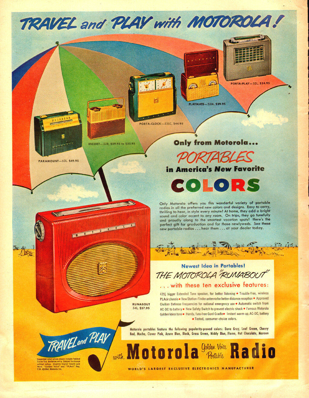 Motorola Radio & Television vintage ads - publicités années 50 Motorola Motoro30