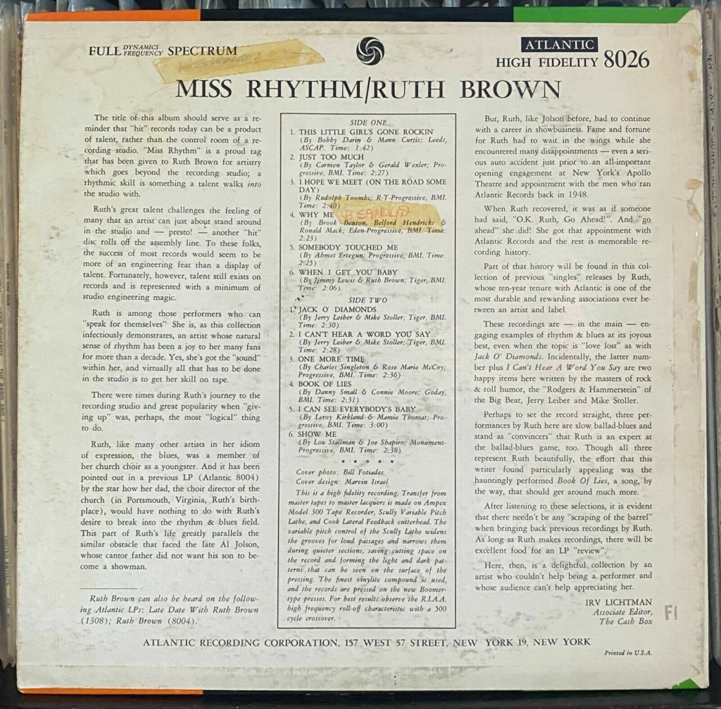Ruth Brown - LP Miss Rhythm - ATLANTIC records Ruth_b11