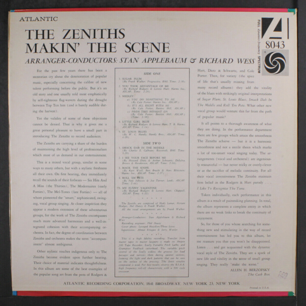Zeniths: Makin 'the Scene LP - Atlantic records Zenith13