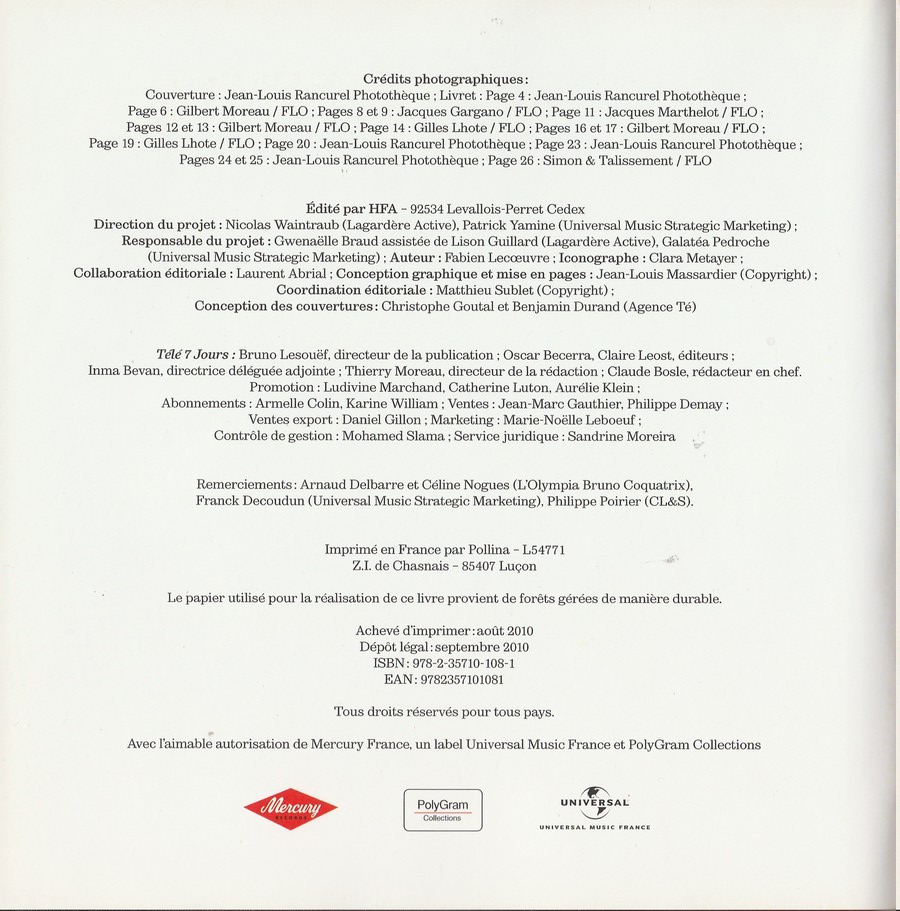 LES CONCERTS MYTHIQUES DE L'OLYMPIA ( LIVRE-CD )( JUILLET 2000 ) 04111