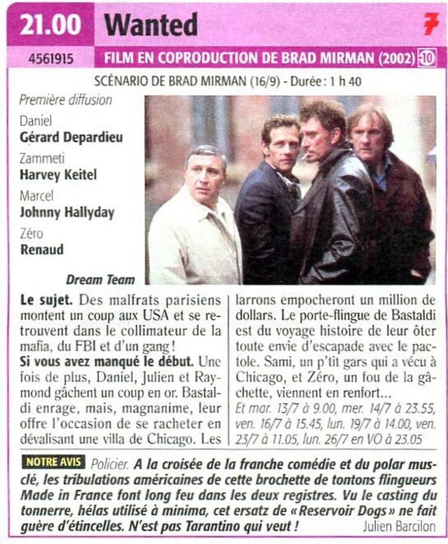 LES FILMS DE JOHNNY 'WANTED, ILS VONT BRAQUER L'AMERIQUE' 2002 0630