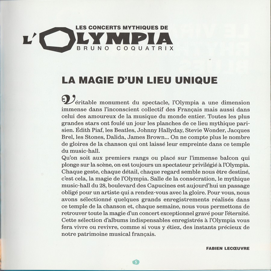 LES CONCERTS MYTHIQUES DE L'OLYMPIA ( LIVRE-CD )( MARS 1967 ) 0748