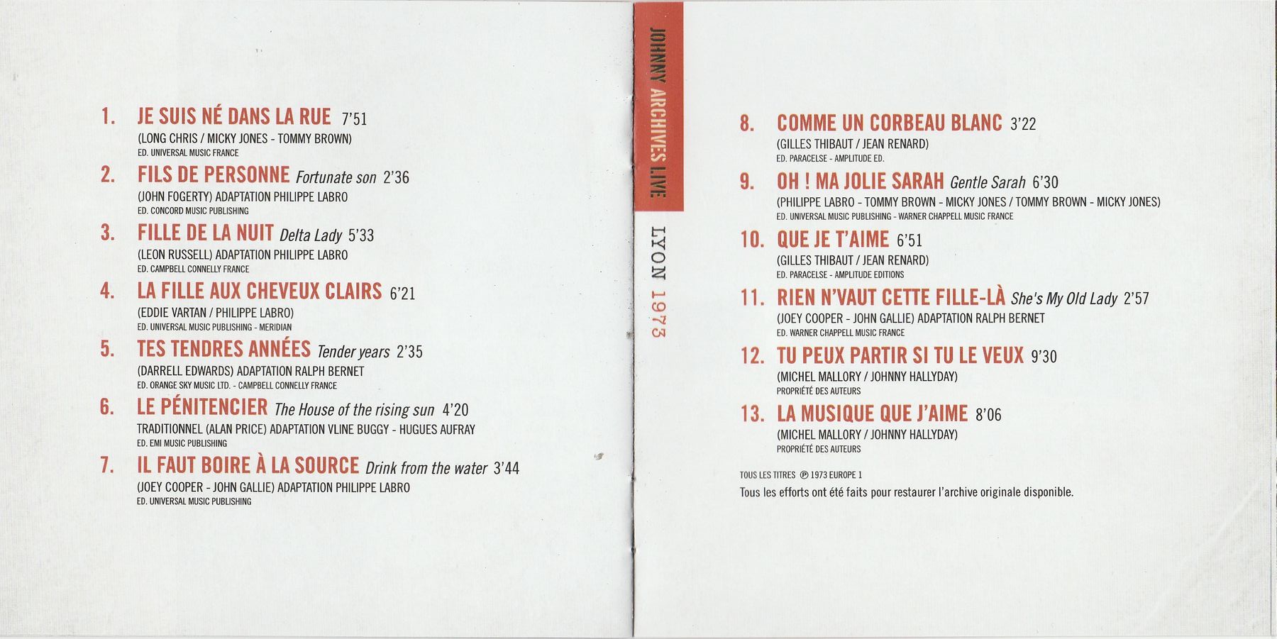 2023  -  LYON - PALAIS D'HIVER 1973 ( 14 AVRIL )( CD )( UNIVERSAL 5524336 ) 1489