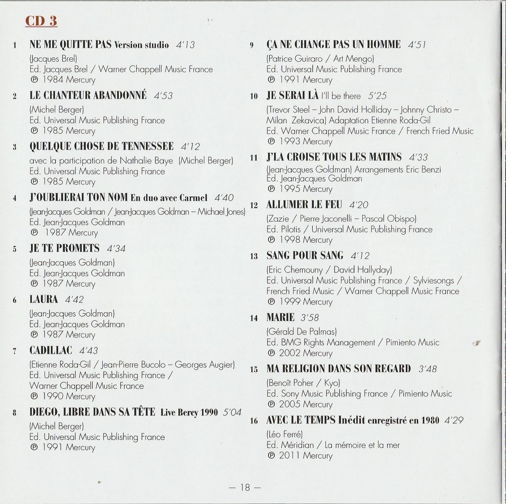 2011  -  50 ANS - 50 STANDARDS ( COFFRET 3 CD ) 1878