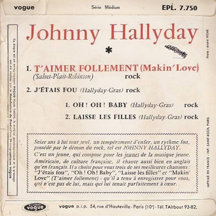 t aimer follement - T’aimer follement ( EP 45 TOURS )( TOUTES LES EDITIONS )( 1960 - 2019 ) 1960_092