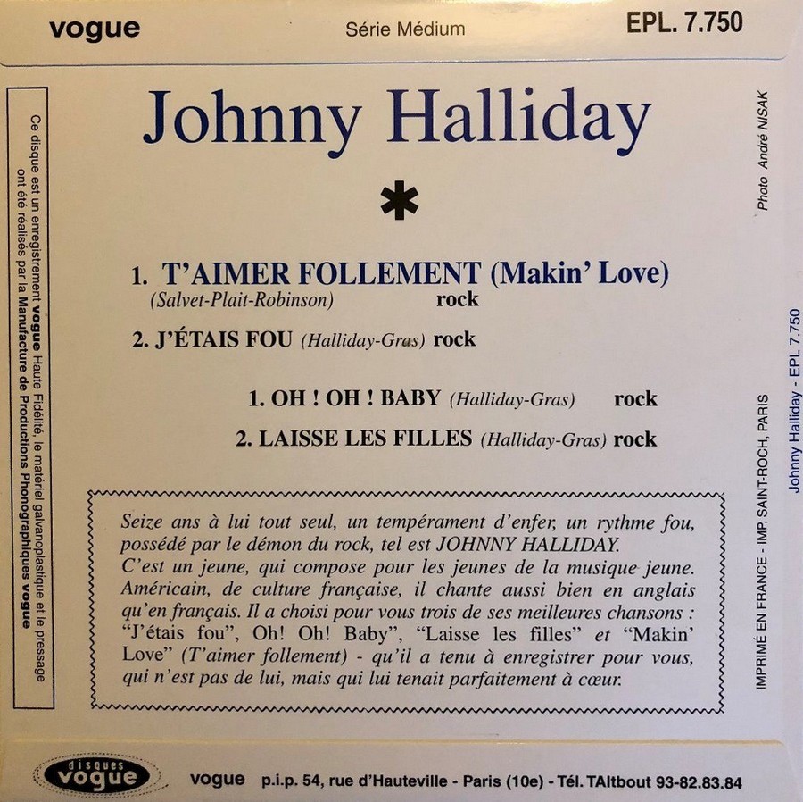 T’aimer follement ( EP 45 TOURS )( TOUTES LES EDITIONS )( 1960 - 2019 ) 1960_156