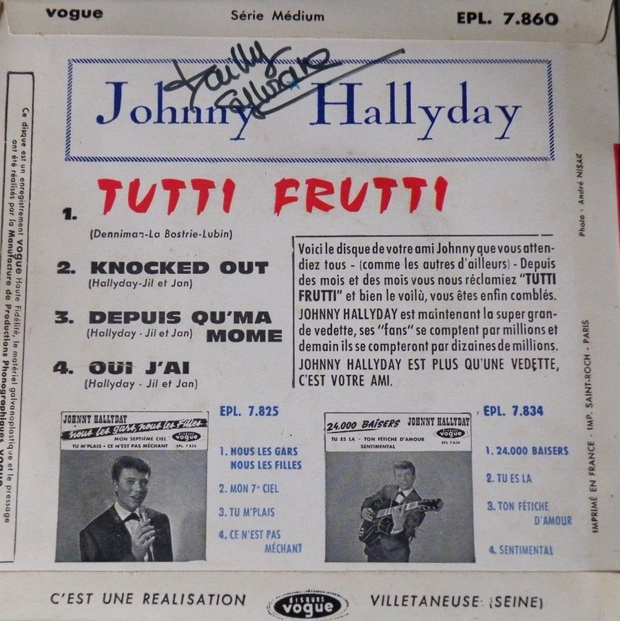 Tutti Frutti ( EP 45 TOURS )( TOUTES LES EDITIONS )( 1961 - 2019 ) 1961_250