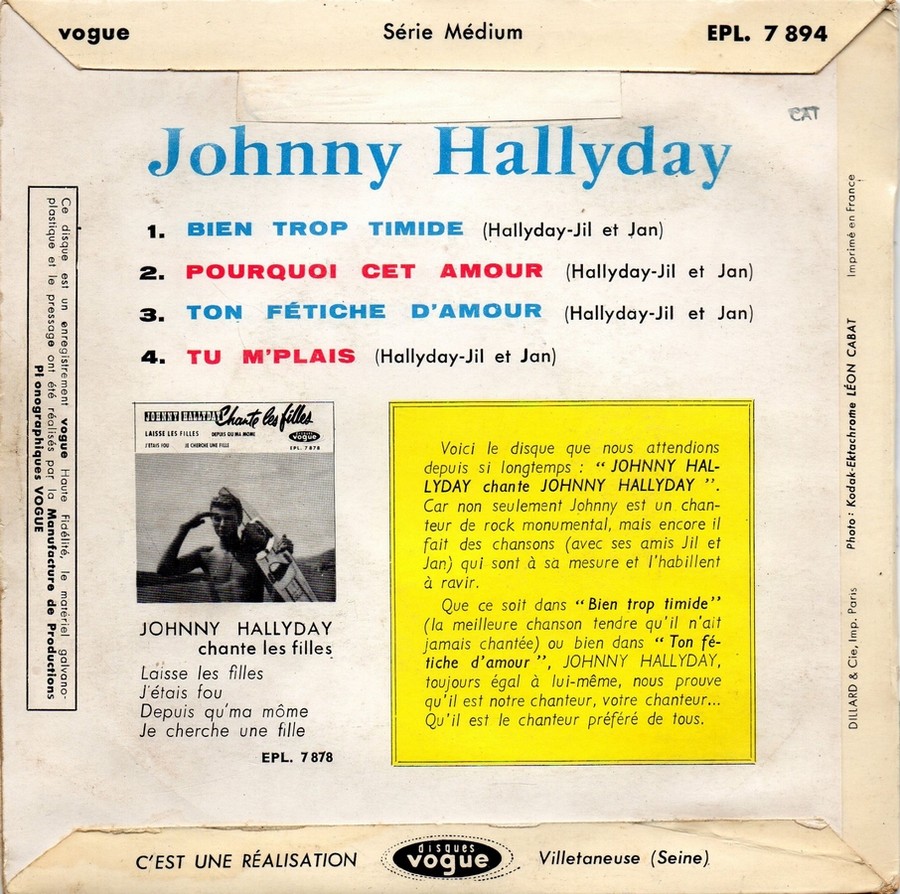 Johnny Hallyday chante Johnny Hallyday ( EP 45 TOURS )( TOUTES LES EDITIONS )( 1 1961_320
