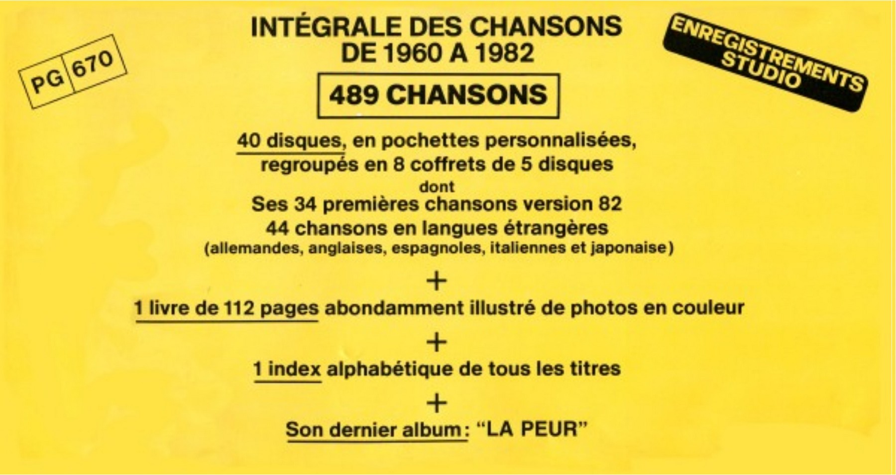cube - COFFRET ‘INTEGRALE DES CHANSONS’ ‘1960-1982’ ( LE CUBE )( 1982 ) 1982in16