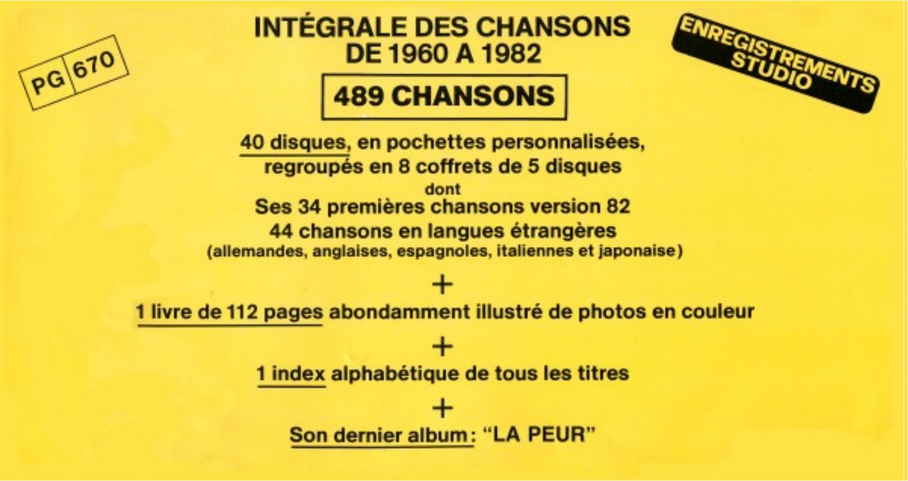 cube - COFFRET ‘INTEGRALE DES CHANSONS’ ‘1960-1982’ ( LE CUBE )( 1982 ) 1982in19