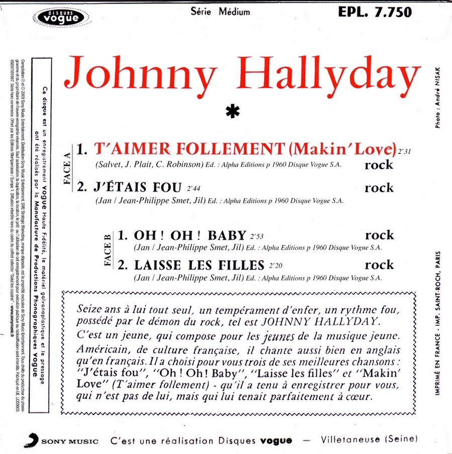 t aimer follement - T’aimer follement ( EP 45 TOURS )( TOUTES LES EDITIONS )( 1960 - 2019 ) 2009_t17