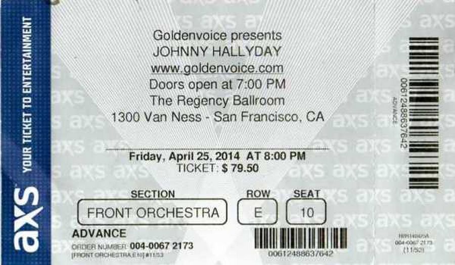 LES CONCERTS DE JOHNNY ‘SAN FRANCISCO' 2014 20140410